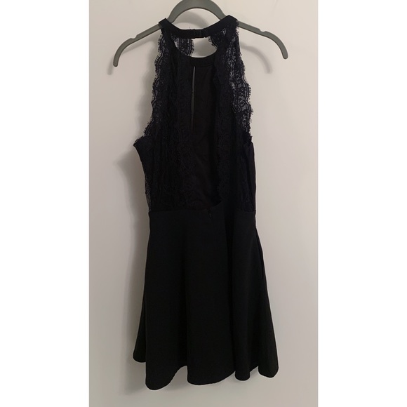 NBD Black Keyhole Halter Dress with Lace Back - Picture 4 of 5